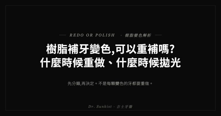 樹脂補牙變色重補判斷 · 吉士牙醫衛教文章封面